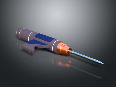 Professional Gray Blue Orange Screwdriver Hardware Tool With Sturdy Metal Tip And Comfortable Handle 3d model