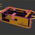 Yellow Wooden Crate With Metal Clasps And Serial Numbers On Surface