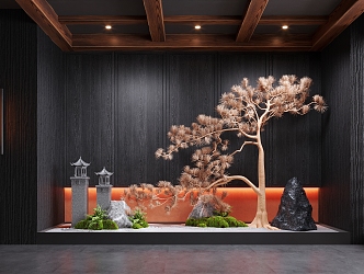 New Chinese style landscape interior landscape dry landscape sketch 3d model