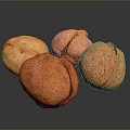 Organic Whole Walnuts on Dark Background With Shiny Reflective Surface