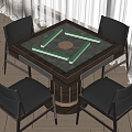 Mahjong table and chair combination 3d model