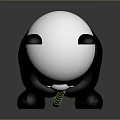 Cute Cartoon Black and White Panda Game Movie Character Sitting Holding Green Bamboo