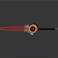 Futuristic Weapon Featuring Red Laser Beams Circular Core Multiple Red Buttons And Black Handle 3d model