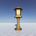 Traditional Style Floor Lamp With Lantern Top And Decorative Column Base 3d model
