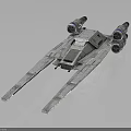 Sleek Cosmic Starfighter Spaceship 3D Model With Twin Engines And Aerodynamic Design