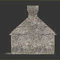 Traditional Stone Cottage With Moss Covered Thatch Roof Wooden Door And Stone Chimney