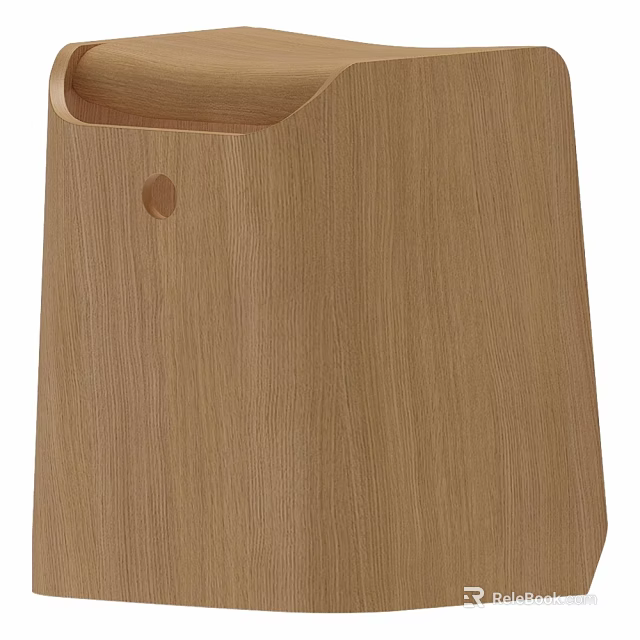 Wooden Container With Groove And Circular Hole Smooth Surface Natural Wood Grain 3d model 