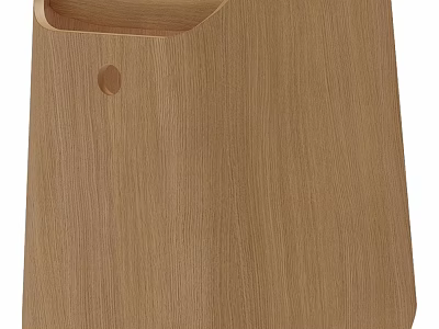 Wooden Container With Groove And Circular Hole Smooth Surface Natural Wood Grain 3d model