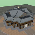 Traditional Chinese Style Hotel Building With Wooden Structure Multiple Floors And Overhanging Eaves