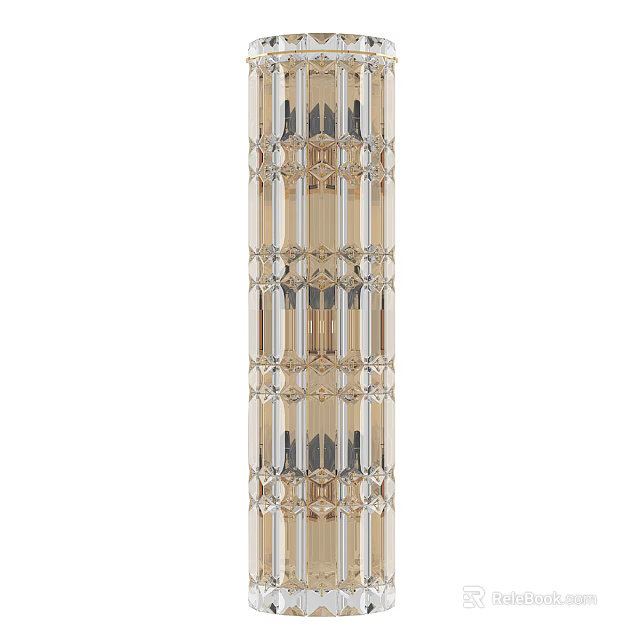 Elegant Modern Wall Sconce With Crystal Accents And Gold Metal Frame 3d model 