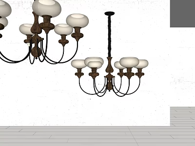 Modern Chandeliers With White Shades And Wooden Frames For Interior Design 3d model