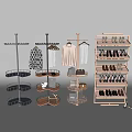Multi Tiered Rotating Clothing Racks With Storage Shelves And Hanging Space