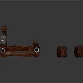 Vintage Wooden Scene Components With Long Bars Cylindrical Blocks And Holes