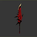 Red Spiked Bladed Weapon 3D Render With Cracked Surface And Sharp Edges