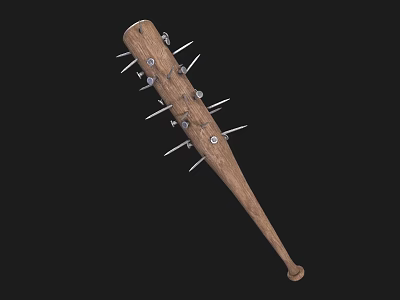 Spiked Wooden Baseball Bat Weapon With Metal Nails and Solid Structure 3d model