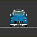 Vintage Blue Functional Pickup Truck With Wooden Bed