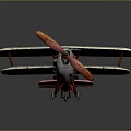 Vintage Biplane Airplane With Red Propeller And White Wing Details In Classic Style