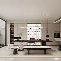 Modern Tea Room Interior With Minimalist Design Furniture And Greenery