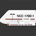 White Picasso Themed Vehicle Featuring NCC17001 F7453 Red Stripe and Rocket Shaped Front