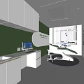 Dental Clinic Interior With White Cabinets Green Walls Treatment Chair And Computer