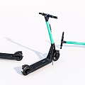 Modern Foldable Electric Scooters With Black And Light Green Frames 3d model