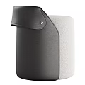 Modern Gray Fabric Stool With Black Backrest For Minimalist Home Decor
