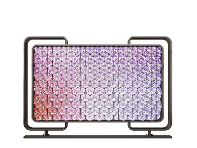 Elegant Decorative Screen with Black Frame and Pink Purple Gradient Diamond Pattern 3d model