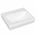 White Square Ceramic Washbasin with Single Faucet Hole Modern Countertop Design