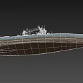 Detailed Modern Warship Model With Large Deck Main Turrets And Radar Systems