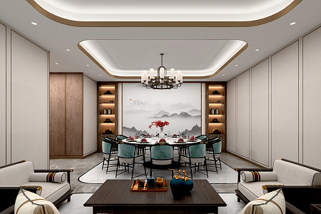 New Chinese-style private room reception room 3d model