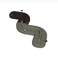 Modern shaped curved double-sided multiplayer sofa 3d model