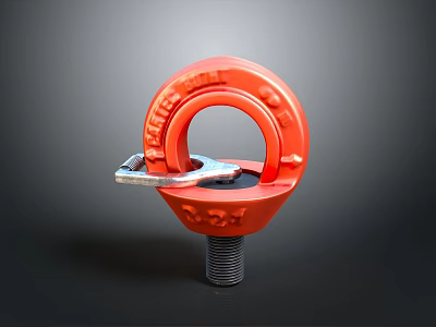 Red Lifting Eye Bolt Industrial Heavy Duty Machinery Part With Threaded Shank 3d model