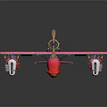 Pink Vintage Passenger Biplane Model With Metal Material And Black Background