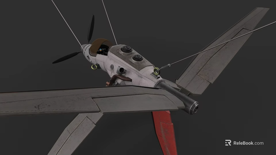 Vintage Passenger Aircraft 3D Model With Propeller Cockpit And Red Accent Wings 3d model 