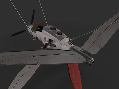 Vintage Passenger Aircraft 3D Model With Propeller Cockpit And Red Accent Wings 3d model