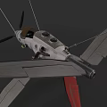 Vintage Passenger Aircraft 3D Model With Propeller Cockpit And Red Accent Wings