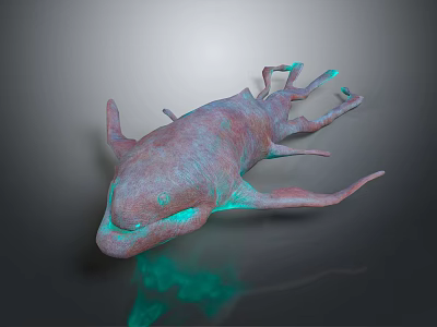 Mysterious Alien Like Animal with Pink Body Multiple Tentacles and Green Glowing Features 3d model