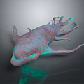 Mysterious Alien Like Animal with Pink Body Multiple Tentacles and Green Glowing Features