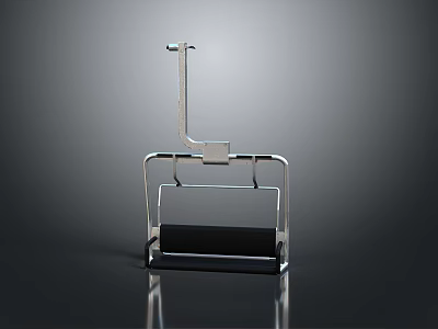 Stainless Steel Desktop Stand Featuring Vertical Bar And Black Rectangular Base 3d model