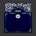 Blue Jewelry Box Interior With White Floral Patterns Ballet Dancer Figurine Mirror And Velvet Lining