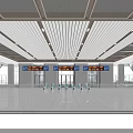 Modern Train Station Hall With Spacious Interior Digital Screens And Ticket Gates 3d model