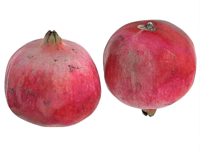 Two Fresh Red Pomegranates With Natural Skin And Healthy Fruit Characteristics 3d model Two Fresh Red Pomegranates With Natural Skin And Healthy Fruit Characteristics 3d model