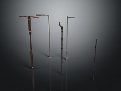 Various Designed Outdoor Lamp Posts With Different Structures And Materials 3d model