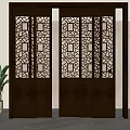 New Chinese-style sliding door 3d model