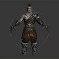 Bald Headed Warrior Game Movie Character With Skull Decorated Armor And Leather Outfit