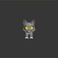 Cute Gray Fluffy Cat Toy With Yellow Eyes Pink Inner Ears And White Paws