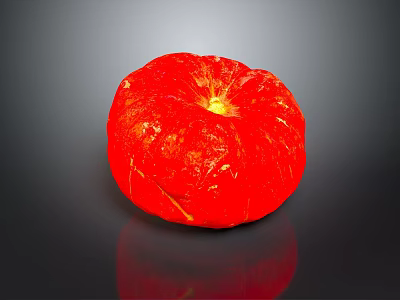 Red Round Textured Household Decorative Item On Black Reflective Surface 3d model