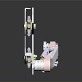 3D Modeled Metal Mechanical Part Featuring Joints Holes And Colored Details