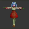 Anime Character With Cat Ears Silver Hair White Top Red Skirt Red Shoes Arms Outstretched