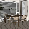 Modern leisure table and chair dining table and chair combination dining table and chair seat combination coffee table and chair multi-person dining table and chair combination 3d model